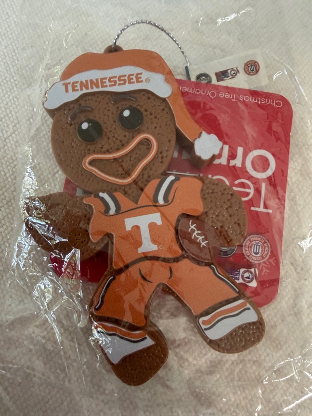 Tennessee Volunteers Gingerbread Football Ornament - Orange & White